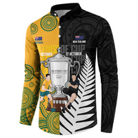 New Zealand Australia Rugby Bledisloe 2026 Custom Button Sweatshirt Champion Trophy Maori Aboriginal Art LT14 - Polynesian Pride