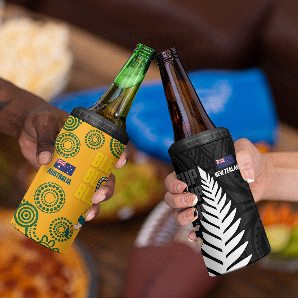 New Zealand Australia Rugby Bledisloe 2026 4 in 1 Can Cooler Tumbler Champion Trophy Maori Aboriginal Art LT14 - Polynesian Pride