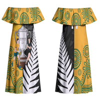 New Zealand Australia Rugby Bledisloe 2026 Custom Couples Matching Off Shoulder Maxi Dress and Hawaiian Shirt Champion Trophy Maori Aboriginal Art LT14 - Polynesian Pride