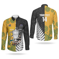 New Zealand Australia Rugby Bledisloe 2026 Custom Couples Matching Puletasi and Long Sleeve Button Shirt Champion Trophy Maori Aboriginal Art LT14 - Polynesian Pride