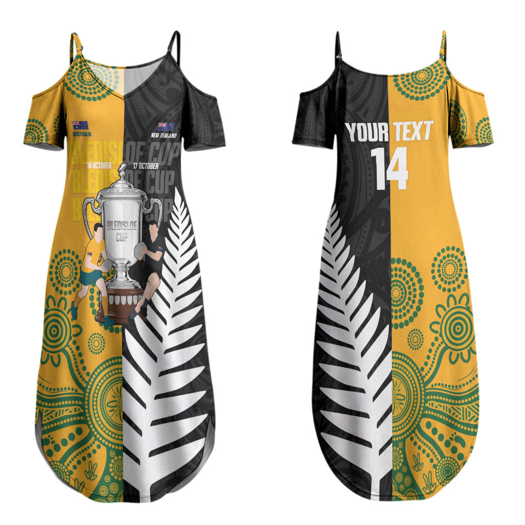New Zealand Australia Rugby Bledisloe 2026 Custom Couples Matching Summer Maxi Dress and Hawaiian Shirt Champion Trophy Maori Aboriginal Art LT14 - Polynesian Pride