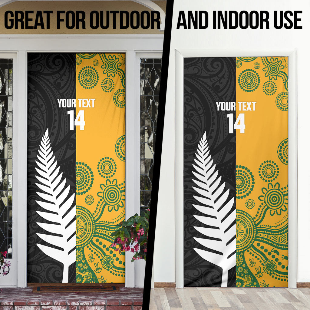 New Zealand Australia Rugby Bledisloe 2026 Custom Door Cover Champion Trophy Maori Aboriginal Art LT14 - Polynesian Pride