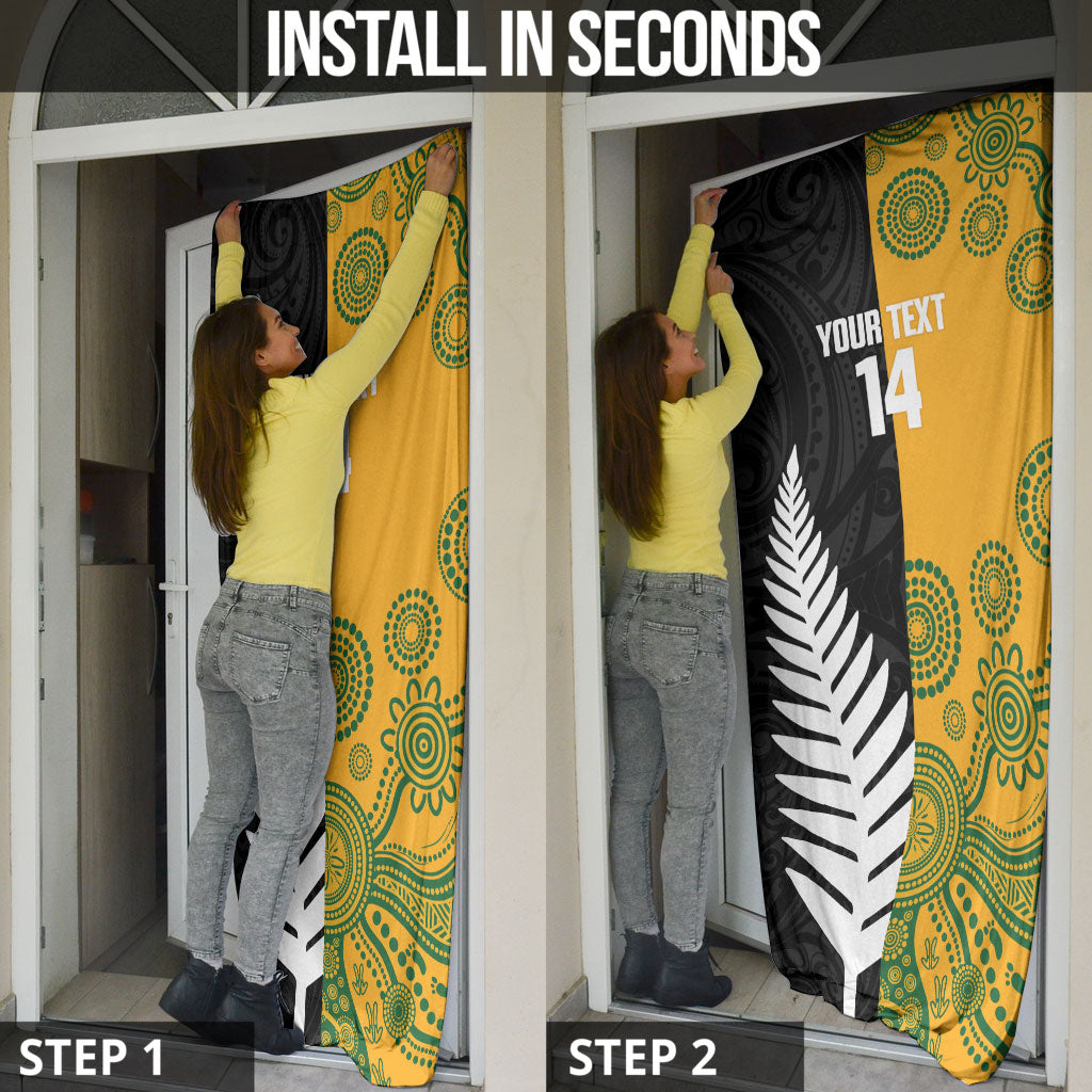 New Zealand Australia Rugby Bledisloe 2026 Custom Door Cover Champion Trophy Maori Aboriginal Art LT14 - Polynesian Pride