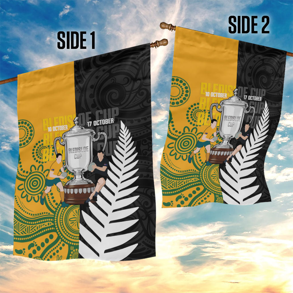 New Zealand Australia Rugby Bledisloe 2026 Garden Flag Champion Trophy Maori Aboriginal Art LT14 - Polynesian Pride