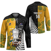 New Zealand Australia Rugby Bledisloe 2026 Custom Hockey Jersey Champion Trophy Maori Aboriginal Art LT14 - Polynesian Pride