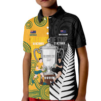 New Zealand Australia Rugby Bledisloe 2026 Custom Kid Polo Shirt Champion Trophy Maori Aboriginal Art LT14 Kid Multicolor - Polynesian Pride