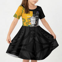 New Zealand Australia Rugby Bledisloe 2026 Custom Kid Short Sleeve Dress Champion Trophy Maori Aboriginal Art LT14 KID Multicolor - Polynesian Pride
