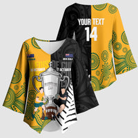 New Zealand Australia Rugby Bledisloe 2026 Custom Kimono Sleeve Blouse Champion Trophy Maori Aboriginal Art LT14 - Polynesian Pride