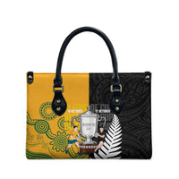 New Zealand Australia Rugby Bledisloe 2026 Leather Bag Champion Trophy Maori Aboriginal Art LT14 - Polynesian Pride