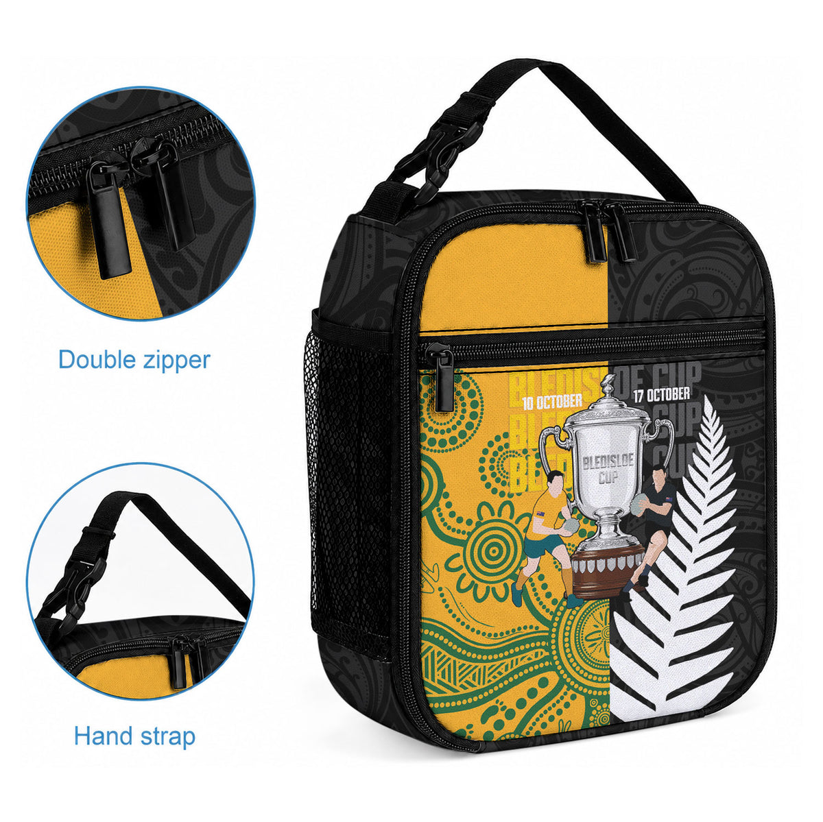New Zealand Australia Rugby Bledisloe 2026 Lunch Bag Champion Trophy Maori Aboriginal Art
