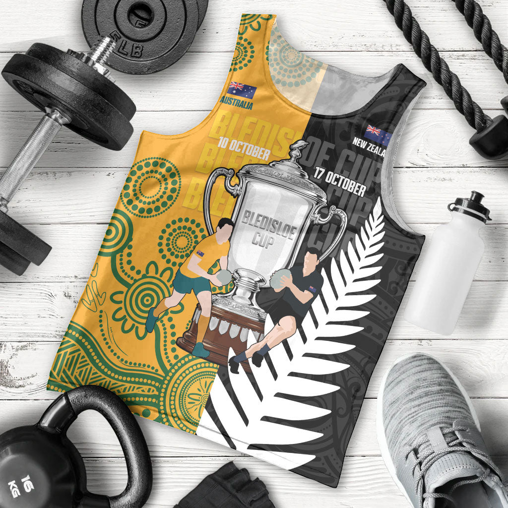 New Zealand Australia Rugby Bledisloe 2026 Custom Men Tank Top Champion Trophy Maori Aboriginal Art LT14 - Polynesian Pride