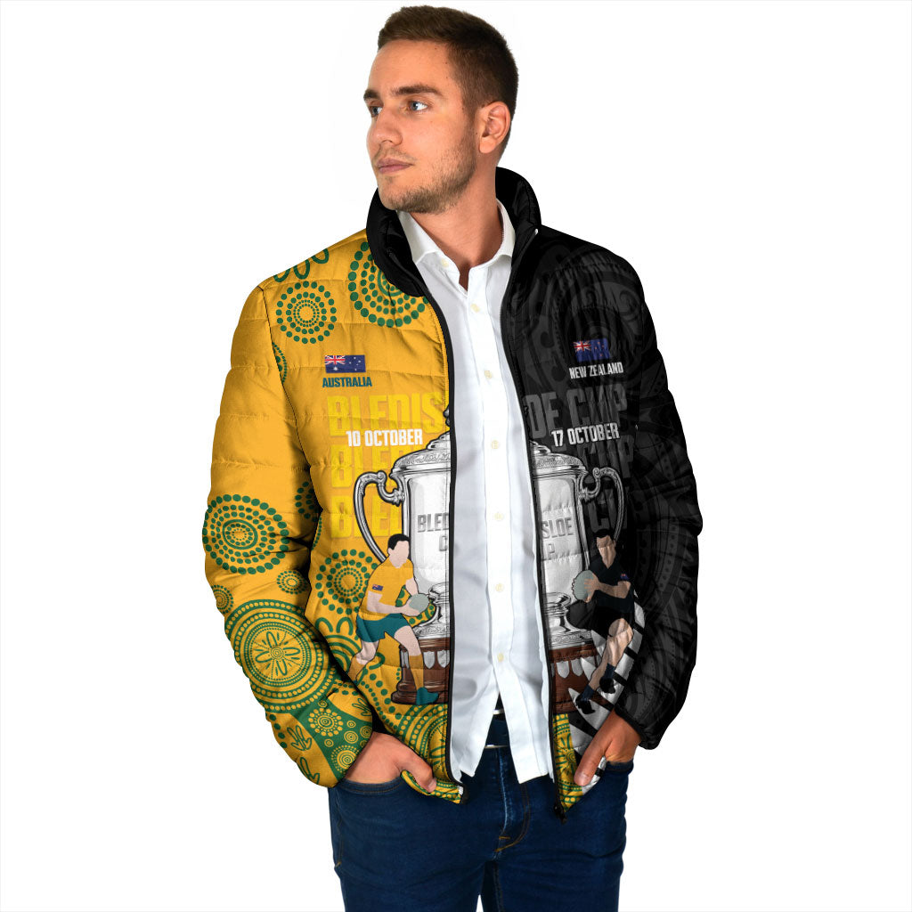 New Zealand Australia Rugby Bledisloe 2026 Custom Padded Jacket Champion Trophy Maori Aboriginal Art LT14 - Polynesian Pride