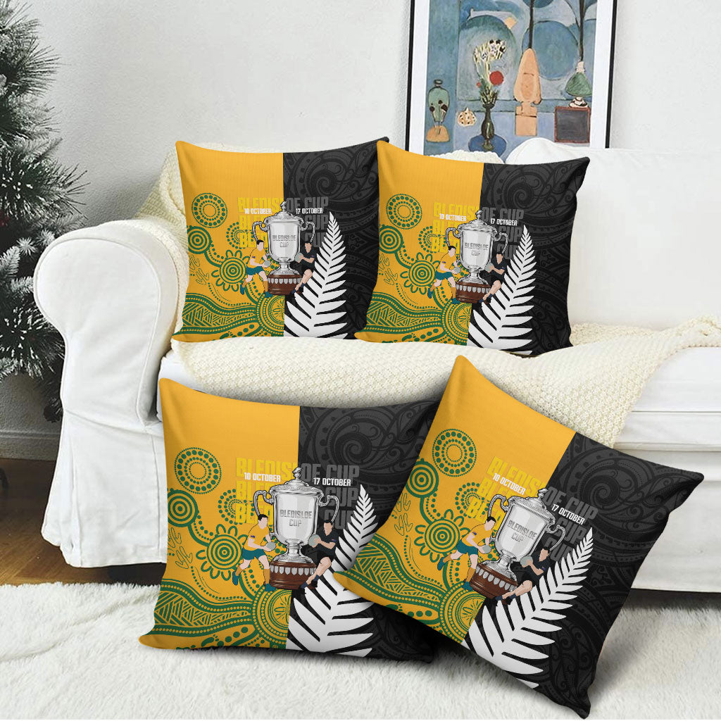 New Zealand Australia Rugby Bledisloe 2026 Pillow Cover Champion Trophy Maori Aboriginal Art LT14 - Polynesian Pride
