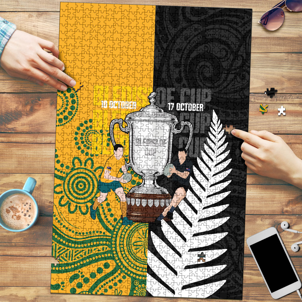 New Zealand Australia Rugby Bledisloe 2026 Puzzle Champion Trophy Maori Aboriginal Art LT14 Multicolor - Polynesian Pride