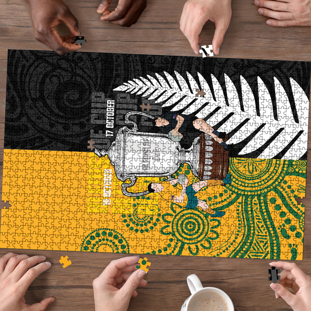 New Zealand Australia Rugby Bledisloe 2026 Puzzle Champion Trophy Maori Aboriginal Art LT14 - Polynesian Pride
