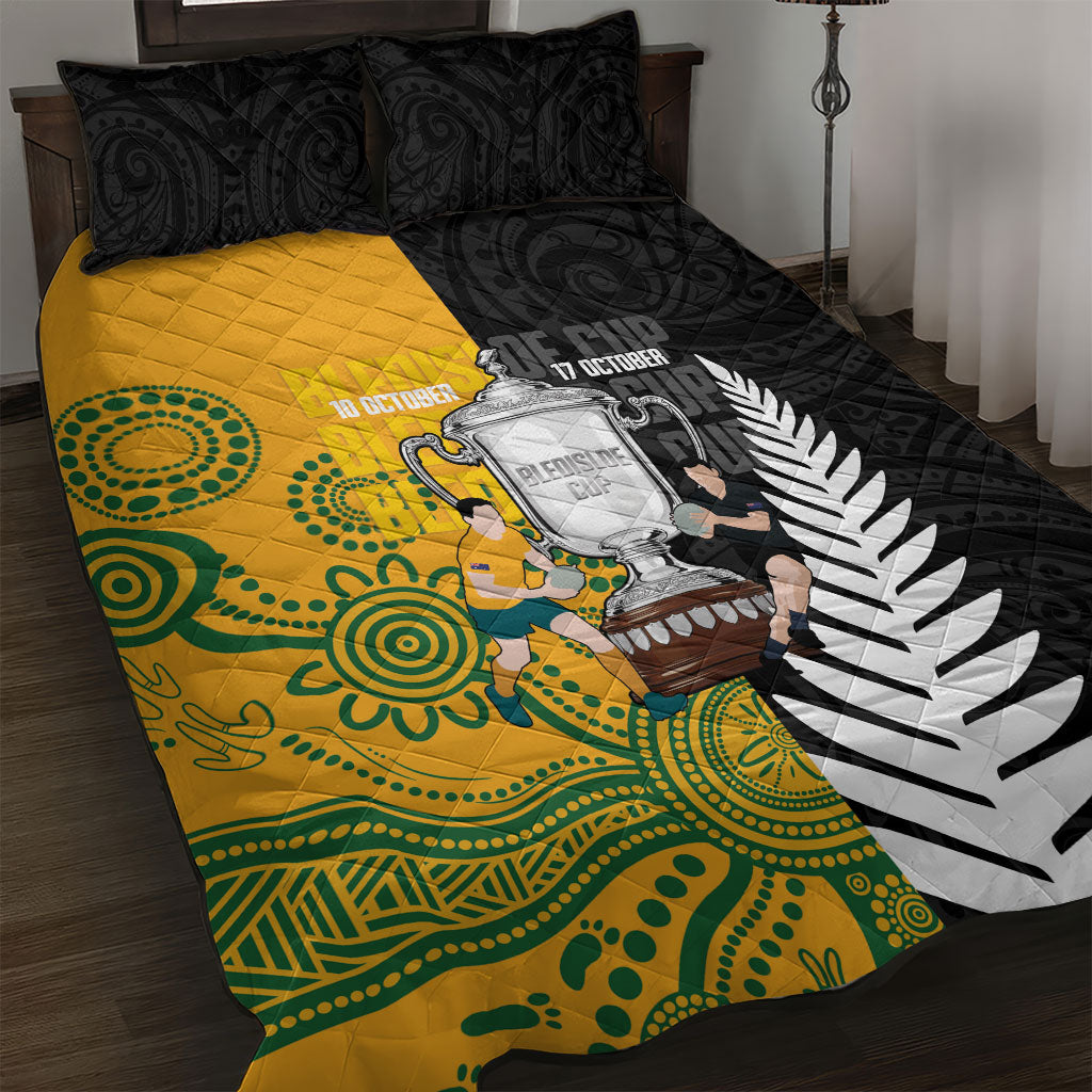 New Zealand Australia Rugby Bledisloe 2026 Quilt Bed Set Champion Trophy Maori Aboriginal Art LT14 Multicolor - Polynesian Pride