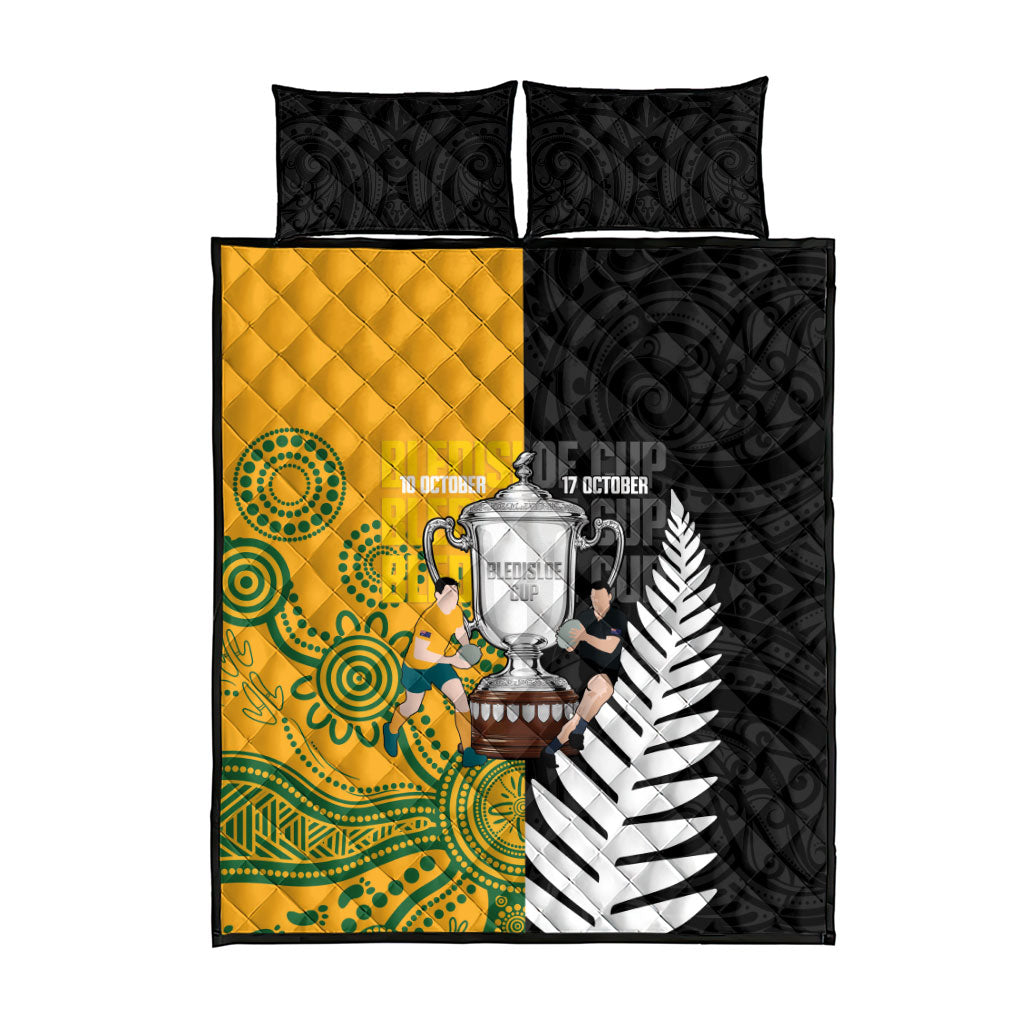 New Zealand Australia Rugby Bledisloe 2026 Quilt Bed Set Champion Trophy Maori Aboriginal Art LT14 - Polynesian Pride