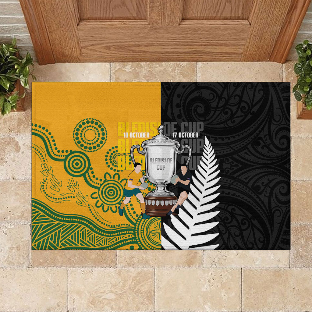 New Zealand Australia Rugby Bledisloe 2026 Rubber Doormat Champion Trophy Maori Aboriginal Art LT14 Multicolor - Polynesian Pride