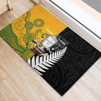 New Zealand Australia Rugby Bledisloe 2026 Rubber Doormat Champion Trophy Maori Aboriginal Art LT14 - Polynesian Pride