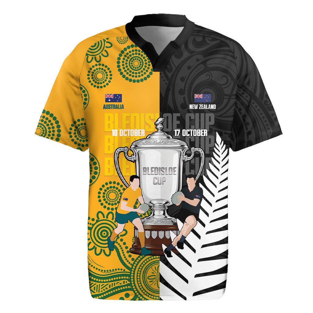 New Zealand Australia Rugby Bledisloe 2026 Custom Rugby Jersey Champion Trophy Maori Aboriginal Art LT14 Multicolor - Polynesian Pride