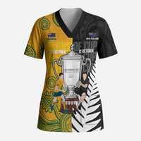 New Zealand Australia Rugby Bledisloe 2026 Custom Scrub Top Champion Trophy Maori Aboriginal Art LT14 Adult Multicolor - Polynesian Pride