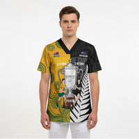 New Zealand Australia Rugby Bledisloe 2026 Custom Scrub Top Champion Trophy Maori Aboriginal Art LT14 - Polynesian Pride