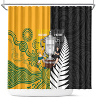 New Zealand Australia Rugby Bledisloe 2026 Shower Curtain Champion Trophy Maori Aboriginal Art LT14 Multicolor - Polynesian Pride