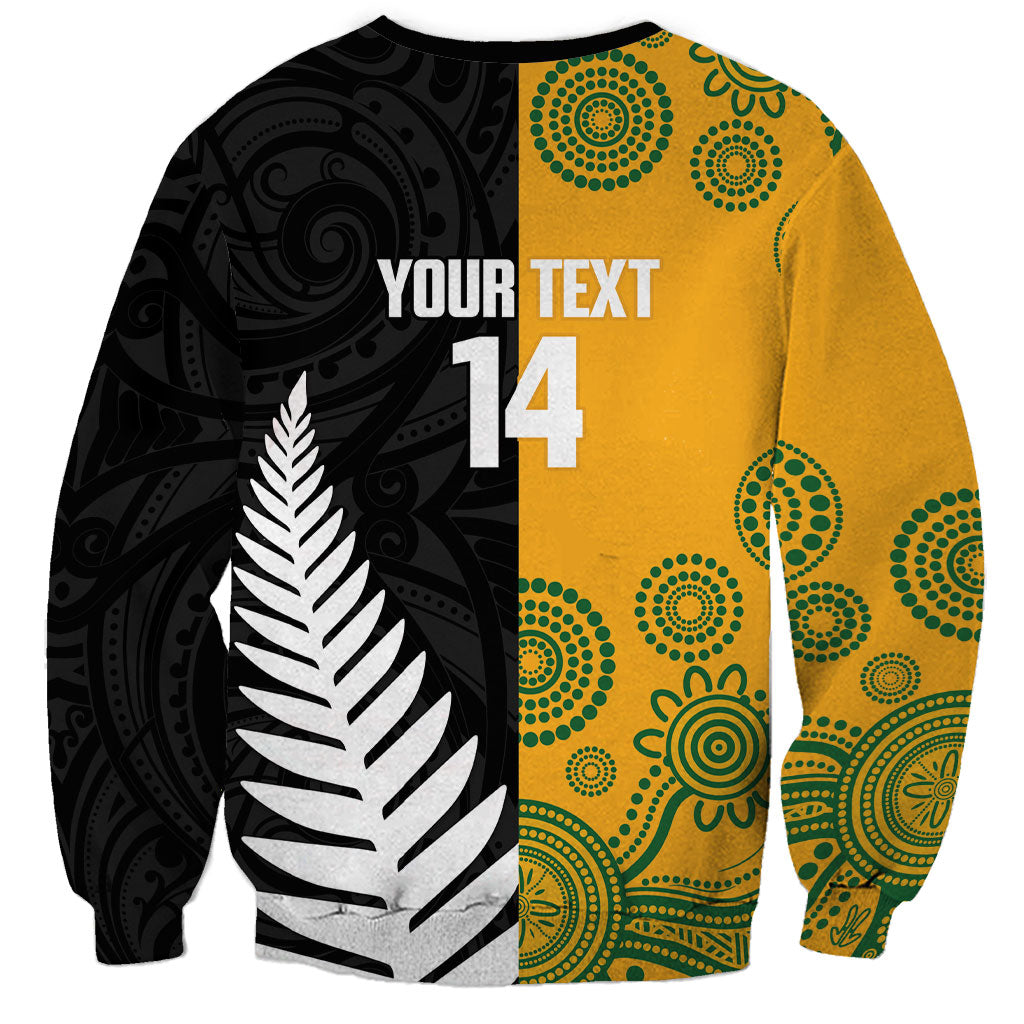 New Zealand Australia Rugby Bledisloe 2026 Custom Sweatshirt Champion Trophy Maori Aboriginal Art LT14 - Polynesian Pride