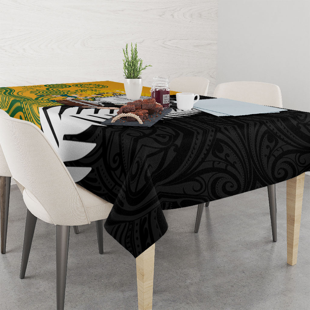 New Zealand Australia Rugby Bledisloe 2026 Tablecloth Champion Trophy Maori Aboriginal Art LT14 - Polynesian Pride