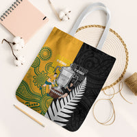 New Zealand Australia Rugby Bledisloe 2026 Tote Bag Champion Trophy Maori Aboriginal Art LT14 White Strap One Size Multicolor - Polynesian Pride
