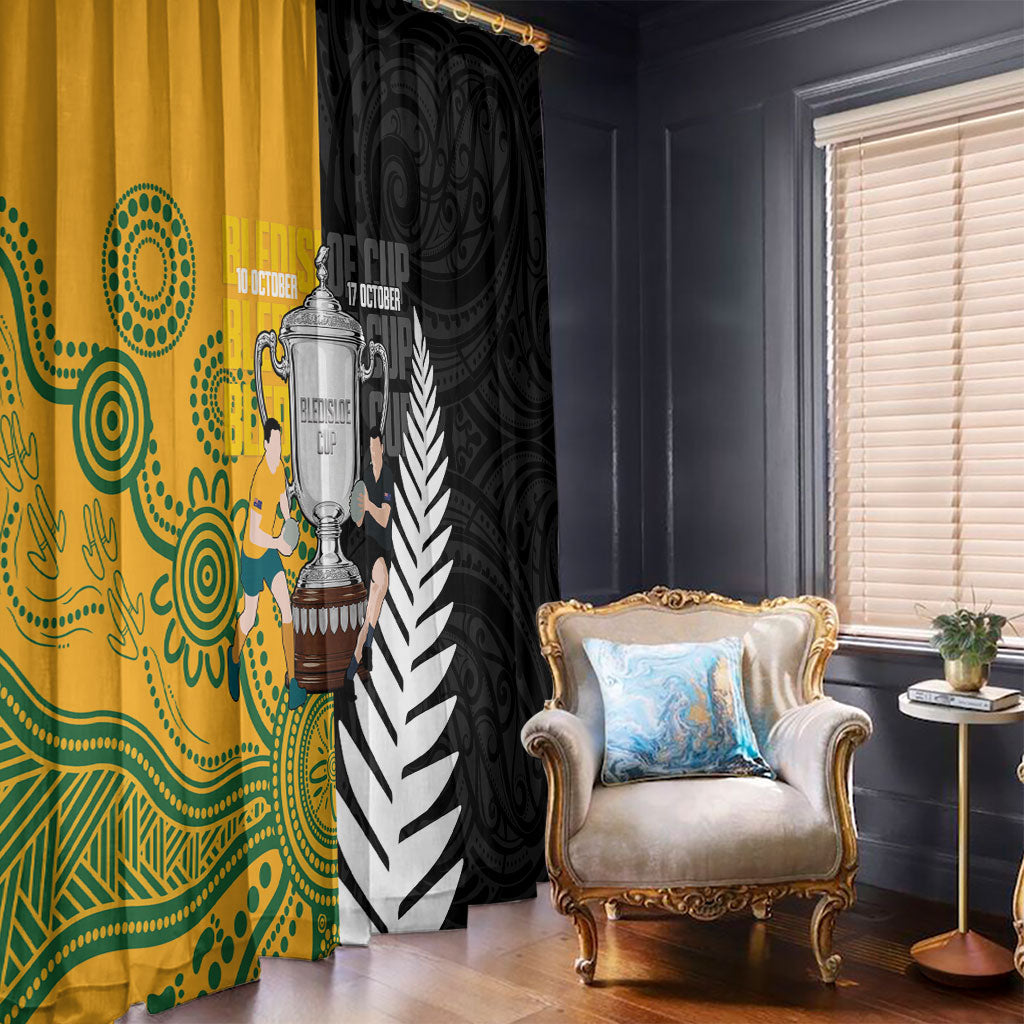 New Zealand Australia Rugby Bledisloe 2026 Window Curtain Champion Trophy Maori Aboriginal Art LT14 - Polynesian Pride