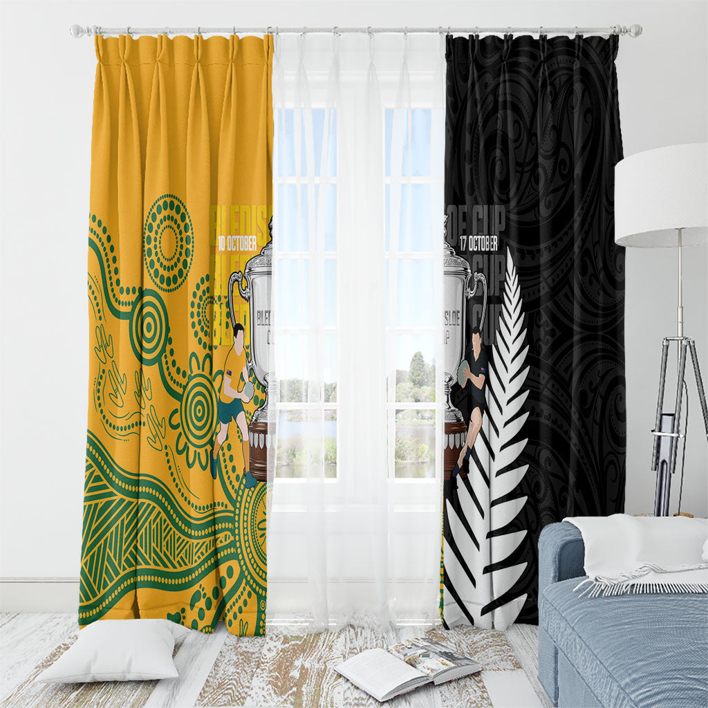 New Zealand Australia Rugby Bledisloe 2026 Window Curtain Champion Trophy Maori Aboriginal Art LT14 - Polynesian Pride
