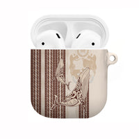 Swimming With Humpback Whales Season Tonga AirPods Case Tongan Tofuaa Ngatu Pattern Brown LT14 Brown - Polynesian Pride