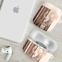 Swimming With Humpback Whales Season Tonga AirPods Case Tongan Tofuaa Ngatu Pattern Brown LT14 - Polynesian Pride