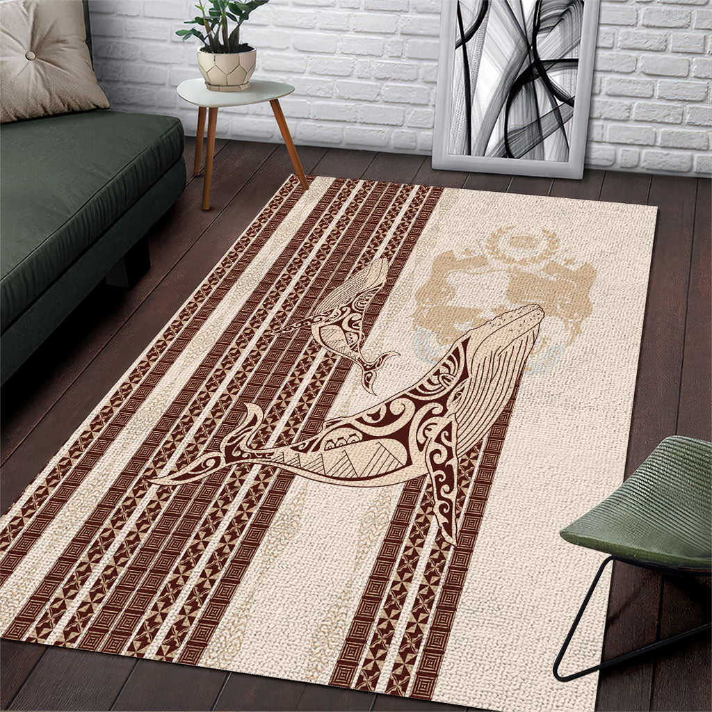 Swimming With Humpback Whales Season Tonga Area Rug Tongan Tofuaa Ngatu Pattern Brown LT14 Brown - Polynesian Pride