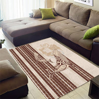 Swimming With Humpback Whales Season Tonga Area Rug Tongan Tofuaa Ngatu Pattern Brown LT14 - Polynesian Pride