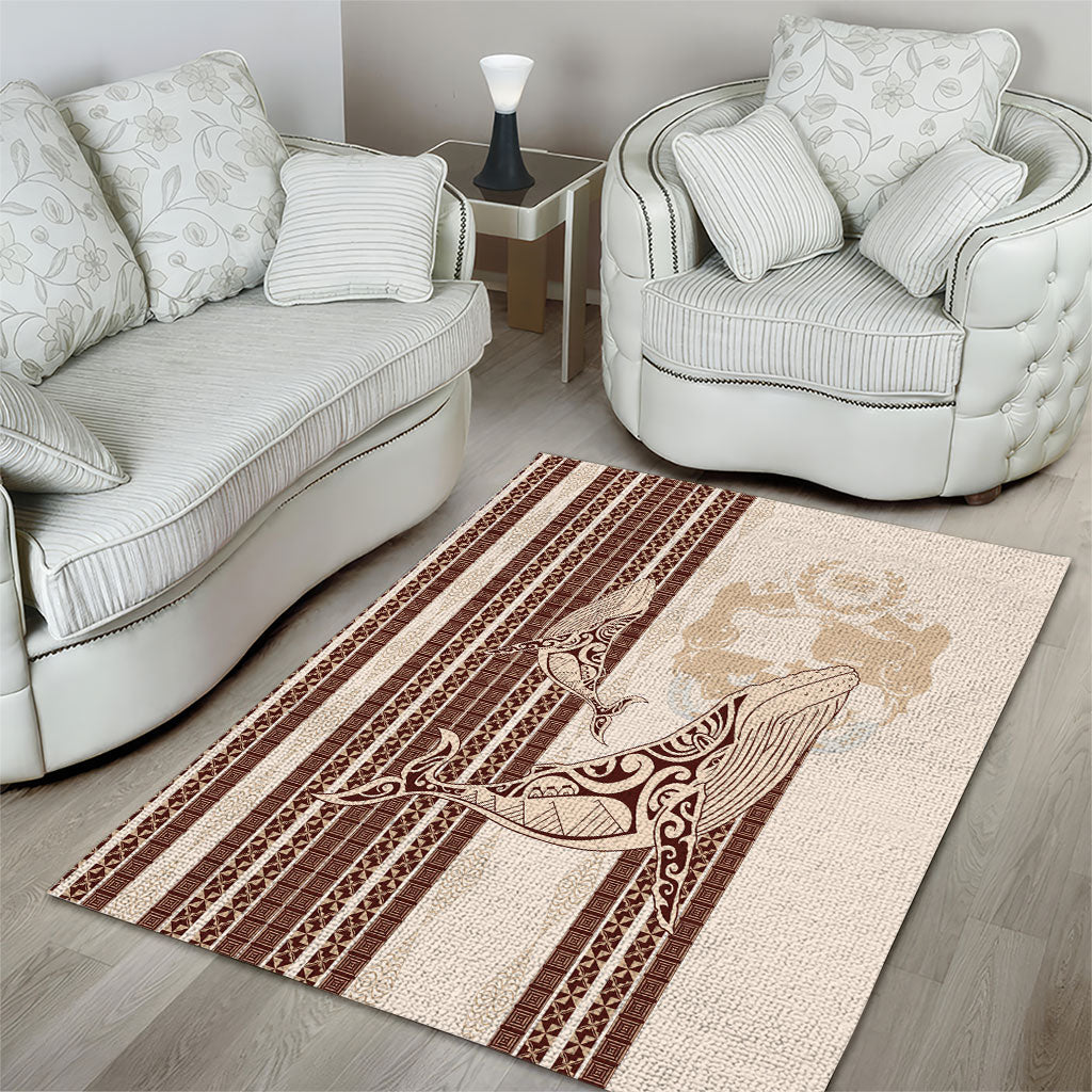 Swimming With Humpback Whales Season Tonga Area Rug Tongan Tofuaa Ngatu Pattern Brown LT14 - Polynesian Pride