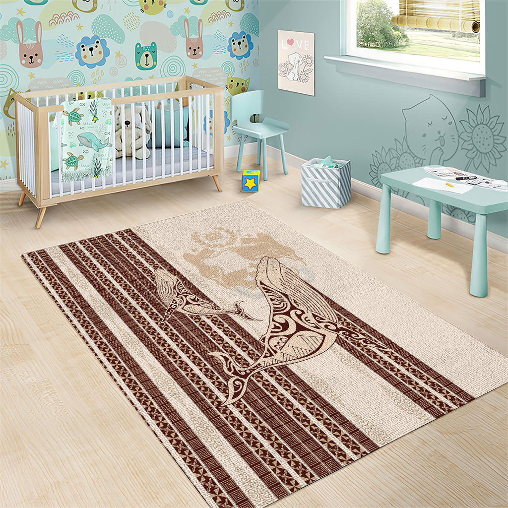 Swimming With Humpback Whales Season Tonga Area Rug Tongan Tofuaa Ngatu Pattern Brown LT14 - Polynesian Pride