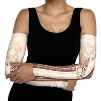 Swimming With Humpback Whales Season Tonga Arm Sleeves Tongan Tofuaa Ngatu Pattern Brown LT14 - Polynesian Pride