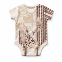 Swimming With Humpback Whales Season Tonga Baby Onesie Tongan Tofuaa Ngatu Pattern Brown