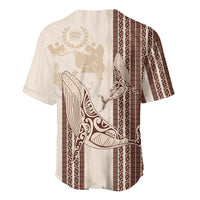 Swimming With Humpback Whales Season Tonga Baseball Jersey Tongan Tofuaa Ngatu Pattern Brown LT14 - Polynesian Pride