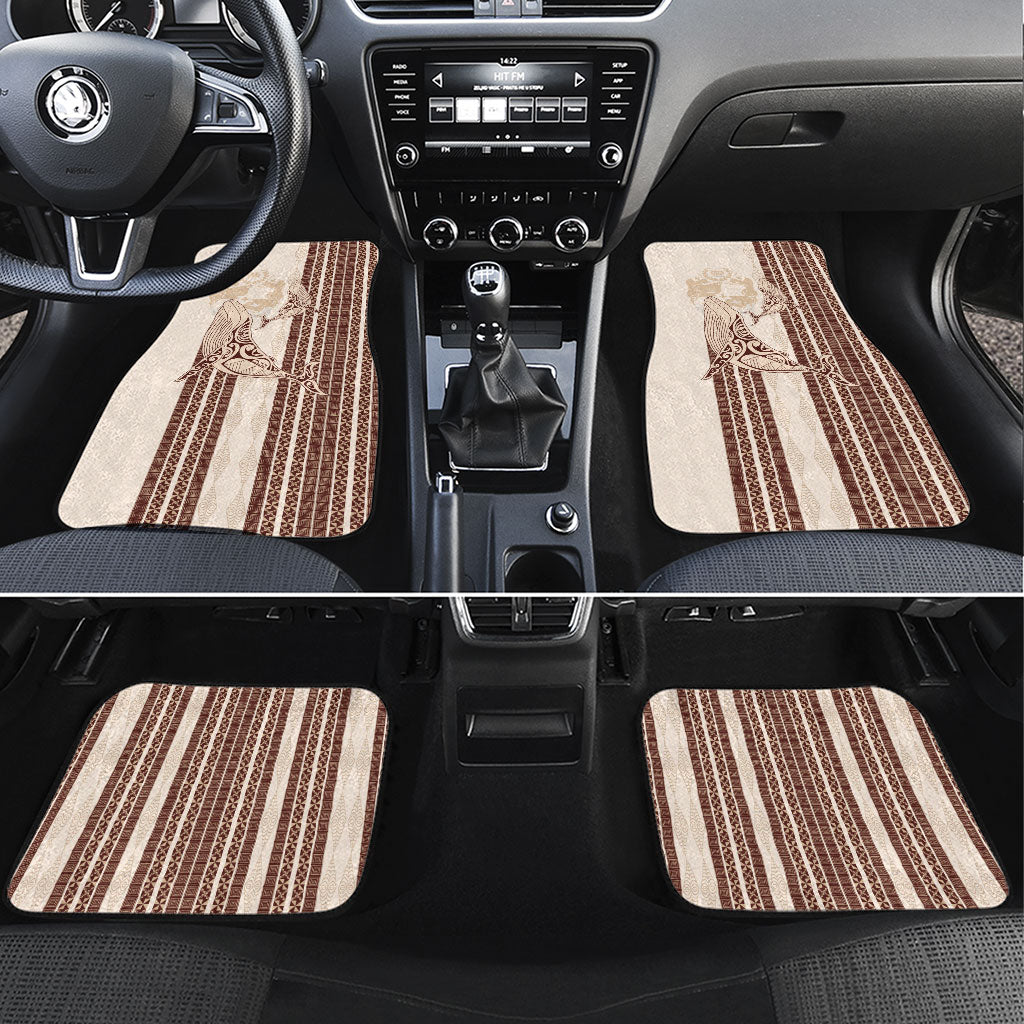 Swimming With Humpback Whales Season Tonga Car Mats Tongan Tofuaa Ngatu Pattern Brown LT14 Set 4pcs Brown - Polynesian Pride