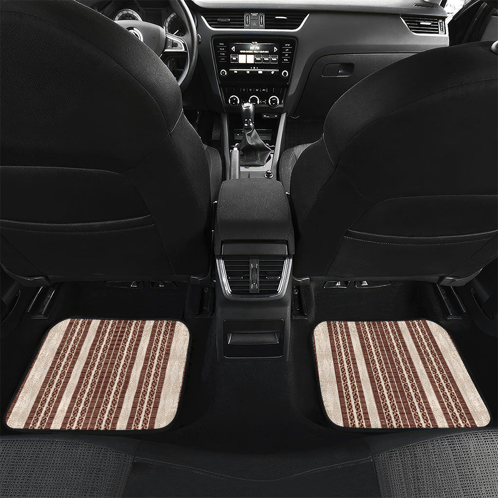 Swimming With Humpback Whales Season Tonga Car Mats Tongan Tofuaa Ngatu Pattern Brown LT14 Set 2pcs - Back Brown - Polynesian Pride