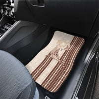 Swimming With Humpback Whales Season Tonga Car Mats Tongan Tofuaa Ngatu Pattern Brown LT14 - Polynesian Pride