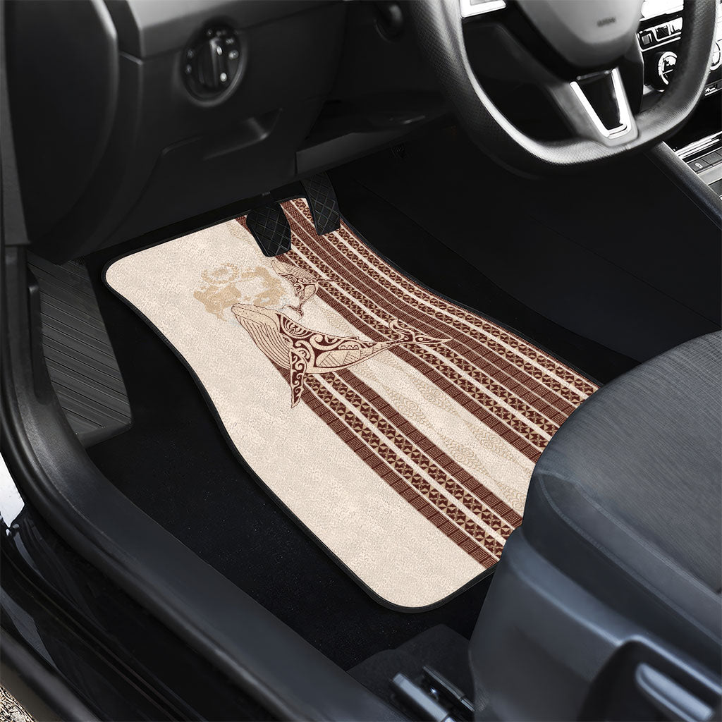 Swimming With Humpback Whales Season Tonga Car Mats Tongan Tofuaa Ngatu Pattern Brown LT14 - Polynesian Pride