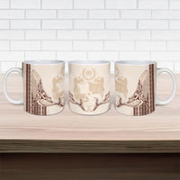 Swimming With Humpback Whales Season Tonga Ceramic Mug Tongan Tofuaa Ngatu Pattern Brown LT14 - Polynesian Pride