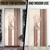 Swimming With Humpback Whales Season Tonga Door Cover Tongan Tofuaa Ngatu Pattern Brown LT14 - Polynesian Pride
