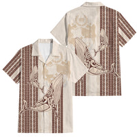 Swimming With Humpback Whales Season Tonga Family Matching Long Sleeve Bodycon Dress and Hawaiian Shirt Tongan Tofuaa Ngatu Pattern Brown LT14 Dad's Shirt - Short Sleeve Brown - Polynesian Pride