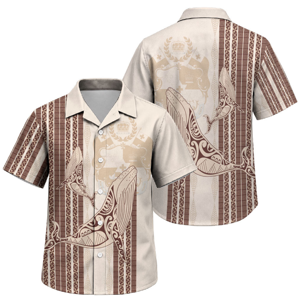 Swimming With Humpback Whales Season Tonga Family Matching Long Sleeve Bodycon Dress and Hawaiian Shirt Tongan Tofuaa Ngatu Pattern Brown LT14 Son's Shirt Brown - Polynesian Pride