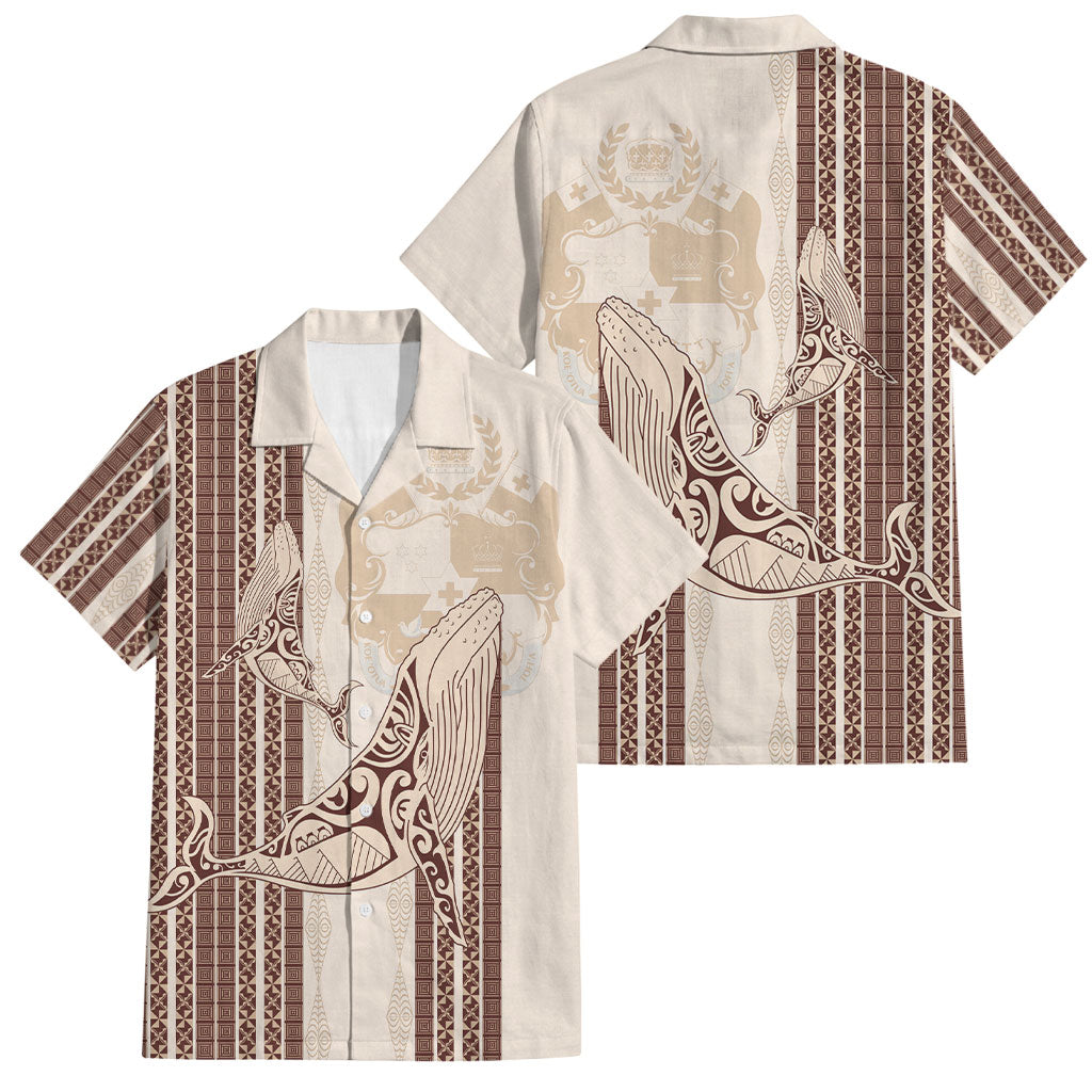 Swimming With Humpback Whales Season Tonga Family Matching Short Sleeve Bodycon Dress and Hawaiian Shirt Tongan Tofuaa Ngatu Pattern Brown LT14 Dad's Shirt - Short Sleeve Brown - Polynesian Pride